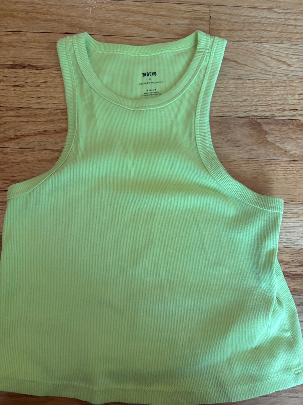 Maeve Neon Yellow Ribbed Tank Top